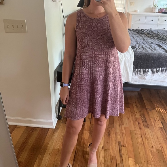 Light Mauve Knit Henley Dress